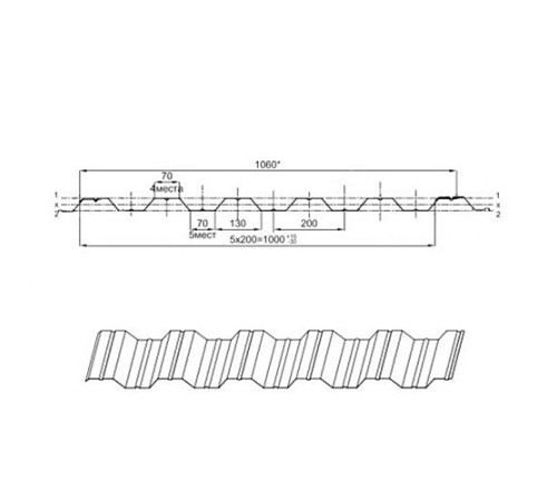 Профнастил НС35ПГ-0.5, Ширина-1100, Полиэстер RAL6002
