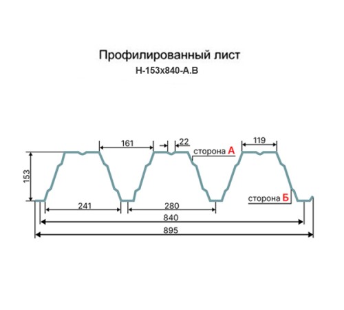 Профнастил Н153-840 RAL9003 Полиэстер-1,5